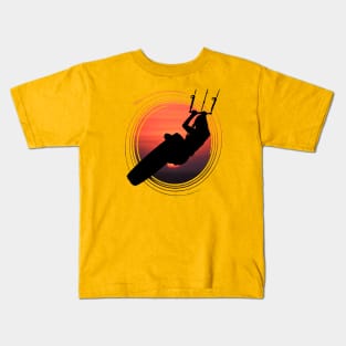 Kitesurfer Kitesurfing Lover Black Silhouette Sunset Kids T-Shirt